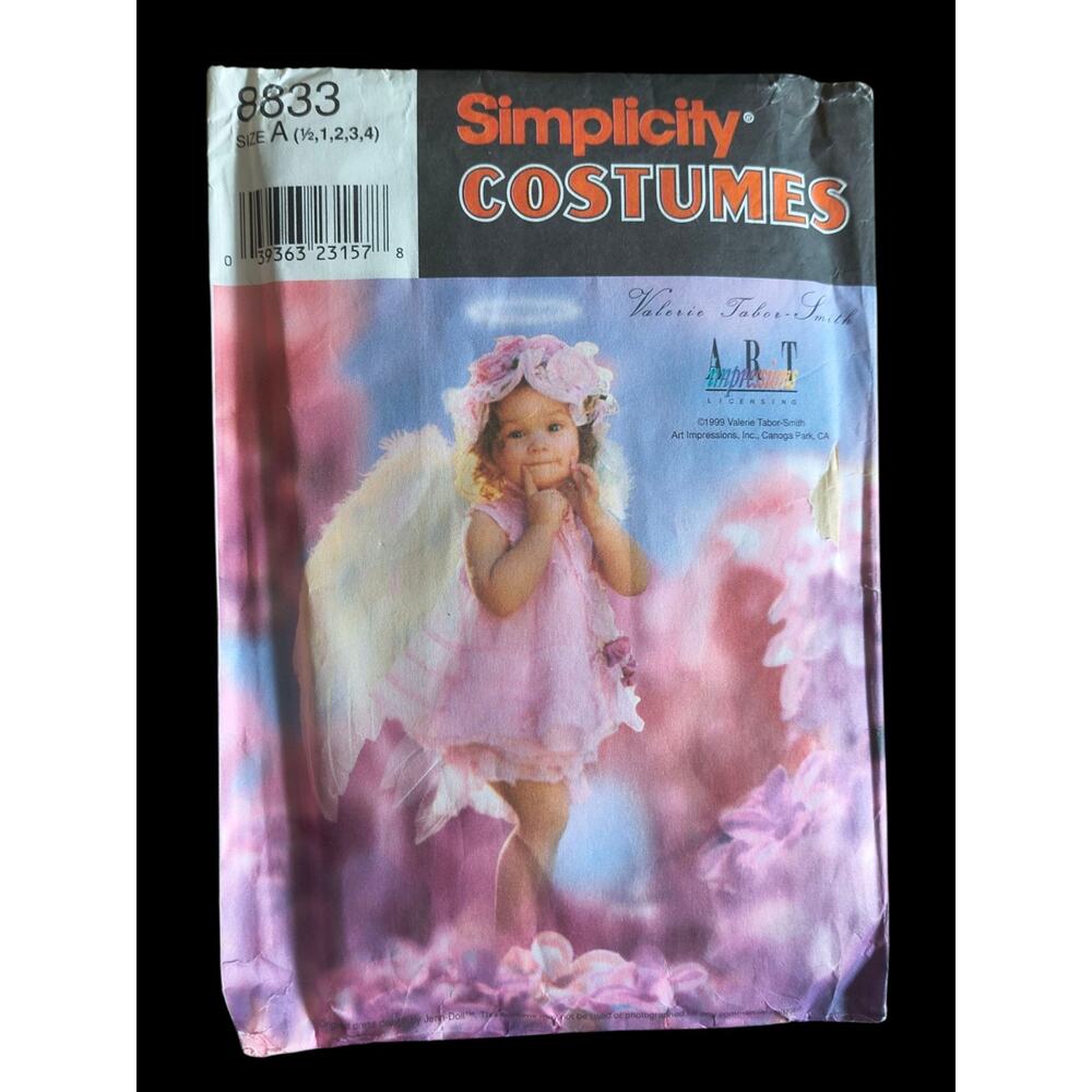 Simplicity 8833 Girl Toddler Angel Costume Sewing Pattern Size 1/2-1-2-3-4...